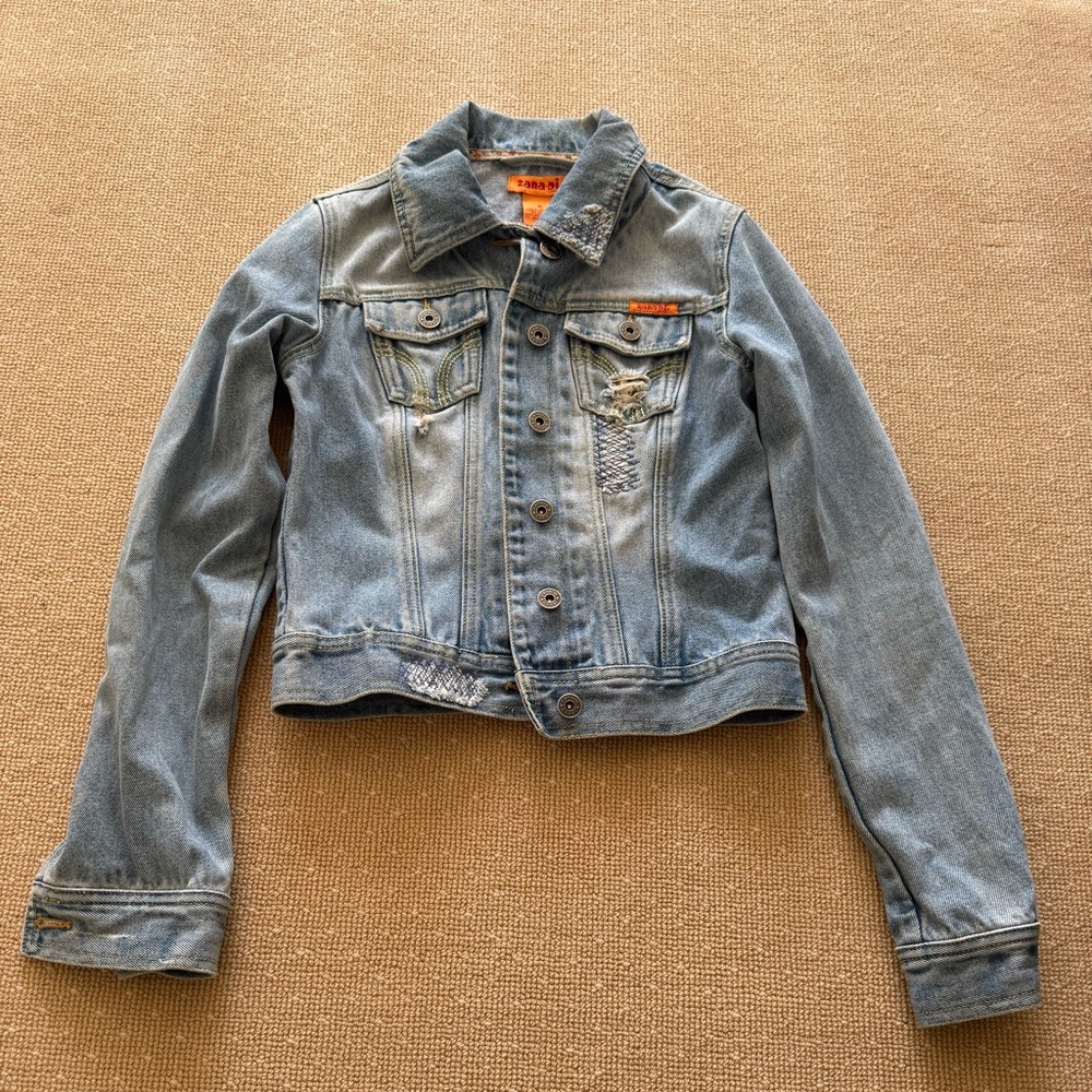 Zana Di cropped distressed denim jacket light wash S